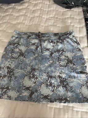 Floral Print Blue & Gray A-Line Women's Skort